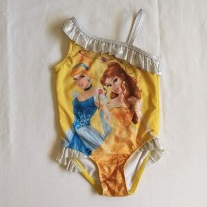 disney princess cinderella & belle ruffle one piece swimsuit 3T toddler girls